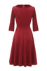 Laden Sie das Bild in den Galerie-Viewer, Dunkelgrün 3/4 Ärmel Vintage Kleid