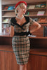 Laden Sie das Bild in den Galerie-Viewer, Khaki Plaid 1960er Jahre Vintage Kleid mit Gürtel