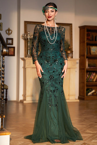 1920er Jahre Flapper Kleid Langes Fransen Gatsby Kleid Brüllendes 20er Jahre Pailletten Perlenkleid