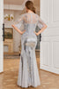 Laden Sie das Bild in den Galerie-Viewer, Graues Pailletten Meerjungfrau Abend Partykleid