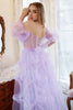 Laden Sie das Bild in den Galerie-Viewer, A-Linie Schulterfreies lila Korsett Übergröße Ballkleid mit Bowknot