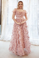 Laden Sie das Bild in den Galerie-Viewer, A-Linie Schatz Elfenbein rote Blume Übergröße Ballkleid