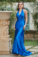 Laden Sie das Bild in den Galerie-Viewer, Königsblaues Neckholder Schnürkleid ohne Rücken