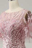 Laden Sie das Bild in den Galerie-Viewer, Graurosa Meerjungfrau Tüll Kleid für die Brautmutter mit Spitze