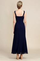 Laden Sie das Bild in den Galerie-Viewer, Marineblaues zweiteiliges Strass Kleid für die Brautmutter