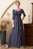 Laden Sie das Bild in den Galerie-Viewer, Graublau Glitzernde Strass Chiffon Kleid für die Brautmutter