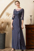 Laden Sie das Bild in den Galerie-Viewer, Graublau Glitzernde Strass Chiffon Kleid für die Brautmutter