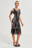 Laden Sie das Bild in den Galerie-Viewer, Schwarzes Gatsby Kleid mit Pailletten fransen aus den 1920er Jahren