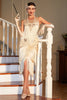 Laden Sie das Bild in den Galerie-Viewer, Fransen Champagner Brüllen 20er Jahre Great Gatsby Kleid für Party