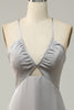 Laden Sie das Bild in den Galerie-Viewer, Graues Meerjungfrau Langes Brautjungfernkleid mit offenem Rücken