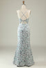 Laden Sie das Bild in den Galerie-Viewer, Graues Meerjungfrau Langes Brautjungfernkleid mit offenem Rücken