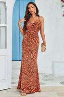 Laden Sie das Bild in den Galerie-Viewer, Einfaches kupfer Meerjungfrau rückenfreies langes Hochzeitsgastkleid