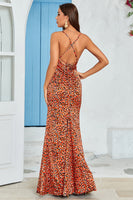 Laden Sie das Bild in den Galerie-Viewer, Einfaches kupfer Meerjungfrau rückenfreies langes Hochzeitsgastkleid