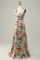 Laden Sie das Bild in den Galerie-Viewer, Langes Neckholder Brautjungfernkleid mit gekreuztem Rücken