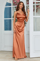 Laden Sie das Bild in den Galerie-Viewer, Kupfer Meerjungfrau Langes Hochzeitsgastkleid