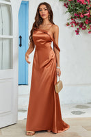 Laden Sie das Bild in den Galerie-Viewer, Kupfer Meerjungfrau Langes Hochzeitsgastkleid