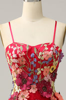 Laden Sie das Bild in den Galerie-Viewer, A Linie Spaghetti Träger Burgundy Langes Ballkleid mit Applikationen