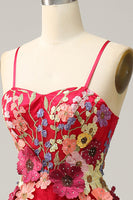 Laden Sie das Bild in den Galerie-Viewer, A Linie Spaghetti Träger Burgundy Langes Ballkleid mit Applikationen