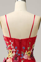 Laden Sie das Bild in den Galerie-Viewer, A Linie Spaghetti Träger Burgundy Langes Ballkleid mit Applikationen