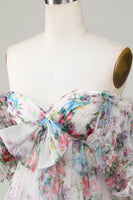 Laden Sie das Bild in den Galerie-Viewer, Elfenbein A-Linie Puffärmel kurzes Tüll Cocktailkleid