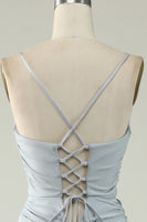 Laden Sie das Bild in den Galerie-Viewer, Meerjungfrau Spaghettiträger Hellgrünes Übergröße Ballkleid mit Schnürung