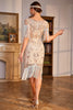 Laden Sie das Bild in den Galerie-Viewer, Pailletten Dunkelgrün 20er Charleston Kleid mit Ärmeln