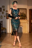 Laden Sie das Bild in den Galerie-Viewer, Perlenbesetztes dunkelgrünes Flapper-Kleid aus den 1920er Jahren