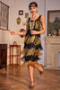 Laden Sie das Bild in den Galerie-Viewer, Goldenes Fransen Flapper Charleston Kleid mit Pailletten