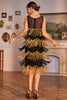 Laden Sie das Bild in den Galerie-Viewer, Goldenes Fransen Flapper Charleston Kleid mit Pailletten