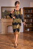 Laden Sie das Bild in den Galerie-Viewer, Goldenes Fransen Flapper Charleston Kleid mit Pailletten