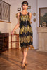 Laden Sie das Bild in den Galerie-Viewer, Goldenes Fransen Flapper Charleston Kleid mit Pailletten