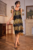 Laden Sie das Bild in den Galerie-Viewer, Goldenes Fransen Flapper Charleston Kleid mit Pailletten