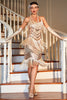 Laden Sie das Bild in den Galerie-Viewer, Spaghettiträger Champagner Fransen Roaring 20s Great Gatsby Kleid
