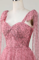 Laden Sie das Bild in den Galerie-Viewer, Blush bedrucktes A-Linie Kurzes Tüll Cocktailkleid