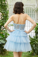 Laden Sie das Bild in den Galerie-Viewer, A-Linie Herzausschnitt Rosa Kurzes Cocktailkleid