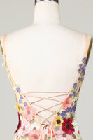 Laden Sie das Bild in den Galerie-Viewer, Bodycon Champagner Kurzes Abiballkleid mit tiefem V-Ausschnitt und Applikationen