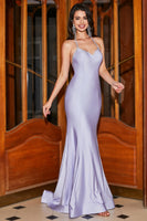 Laden Sie das Bild in den Galerie-Viewer, Langes Flieder Meerjungfrauen rückenfreies Neckholder Abendkleid