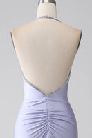 Laden Sie das Bild in den Galerie-Viewer, Fuchsia Meerjungfrau Neckholder rückenfreies langes Ballkleid