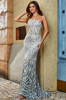 Laden Sie das Bild in den Galerie-Viewer, Stilvolles Meerjungfrauen Eine Schulter Dunkelgrünes Abendkleid mit Pailletten