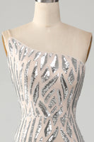 Laden Sie das Bild in den Galerie-Viewer, Glitzerndes Meerjungfrauen Kleid mit einer Schulter Dunkelgrüne Pailletten für den Abschlussball