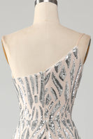 Laden Sie das Bild in den Galerie-Viewer, Glitzerndes Meerjungfrauen Kleid mit einer Schulter Dunkelgrüne Pailletten für den Abschlussball