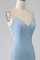 Laden Sie das Bild in den Galerie-Viewer, Meerjungfrauen blaues langes Ballkleid mit Schlitz