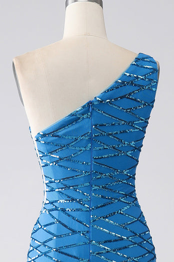 Blaues Meerjungfrauen Pailletten Paillettenkleid für den Abschlussball