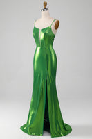 Laden Sie das Bild in den Galerie-Viewer, Glitzerndes Fuchsia Meerjungfrauen Kleid für den Abschlussball mit Schlitz