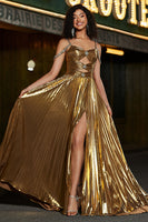 Laden Sie das Bild in den Galerie-Viewer, Glitzerndes Spaghettiträger Kleid mit Perlen und Schlitz