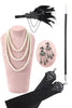 Laden Sie das Bild in den Galerie-Viewer, Schwarz Pailletten lange Ärmel 1920er Jahre Gatsby Flapper Party Kleid mit 20er Jahre Accessoires Set
