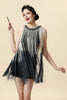 Laden Sie das Bild in den Galerie-Viewer, Apricot Fransen Flapper Kleid mit 20er Jahre Accessoires Set