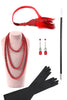 Laden Sie das Bild in den Galerie-Viewer, Rotes Perlenfransen Flapper Kleid mit 20er Jahren Accessoires Set