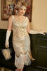 Laden Sie das Bild in den Galerie-Viewer, Apricot Übergröße 1920er Jahre Gatsby Kleid mit 20er Jahre Zubehör Set