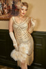 Laden Sie das Bild in den Galerie-Viewer, Apricot Übergröße 1920er Jahre Gatsby Kleid mit 20er Jahre Zubehör Set